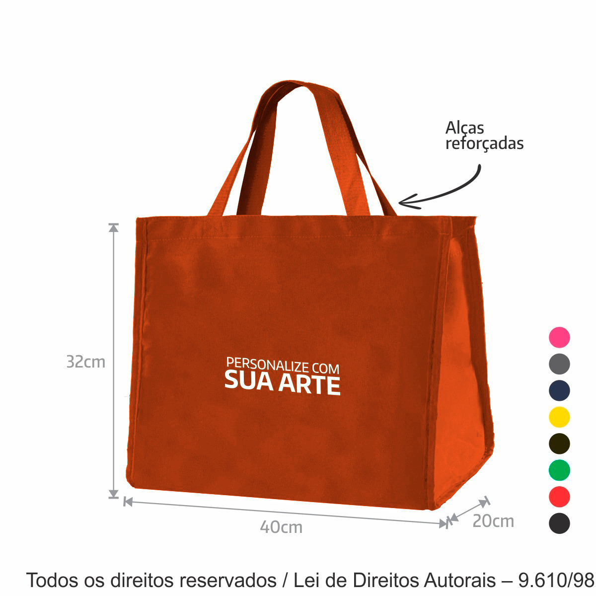 12LC SACOLA DE LONA COLORIDA 40X32X20CM LARANJA