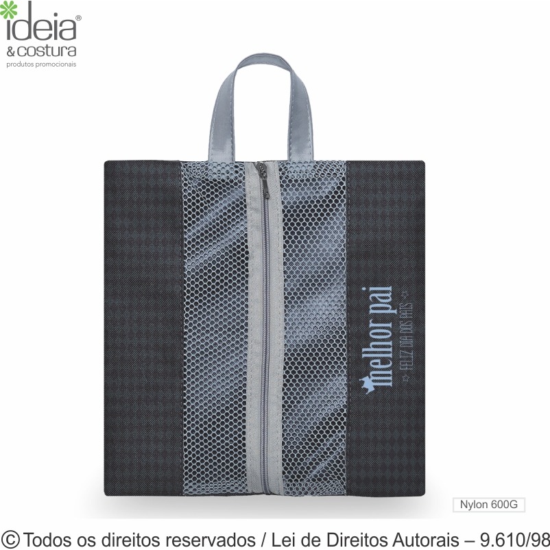 N34M PORTA CHINELOS DE NYLON 600G 30X32CM PRETO COM CINZA CLARO