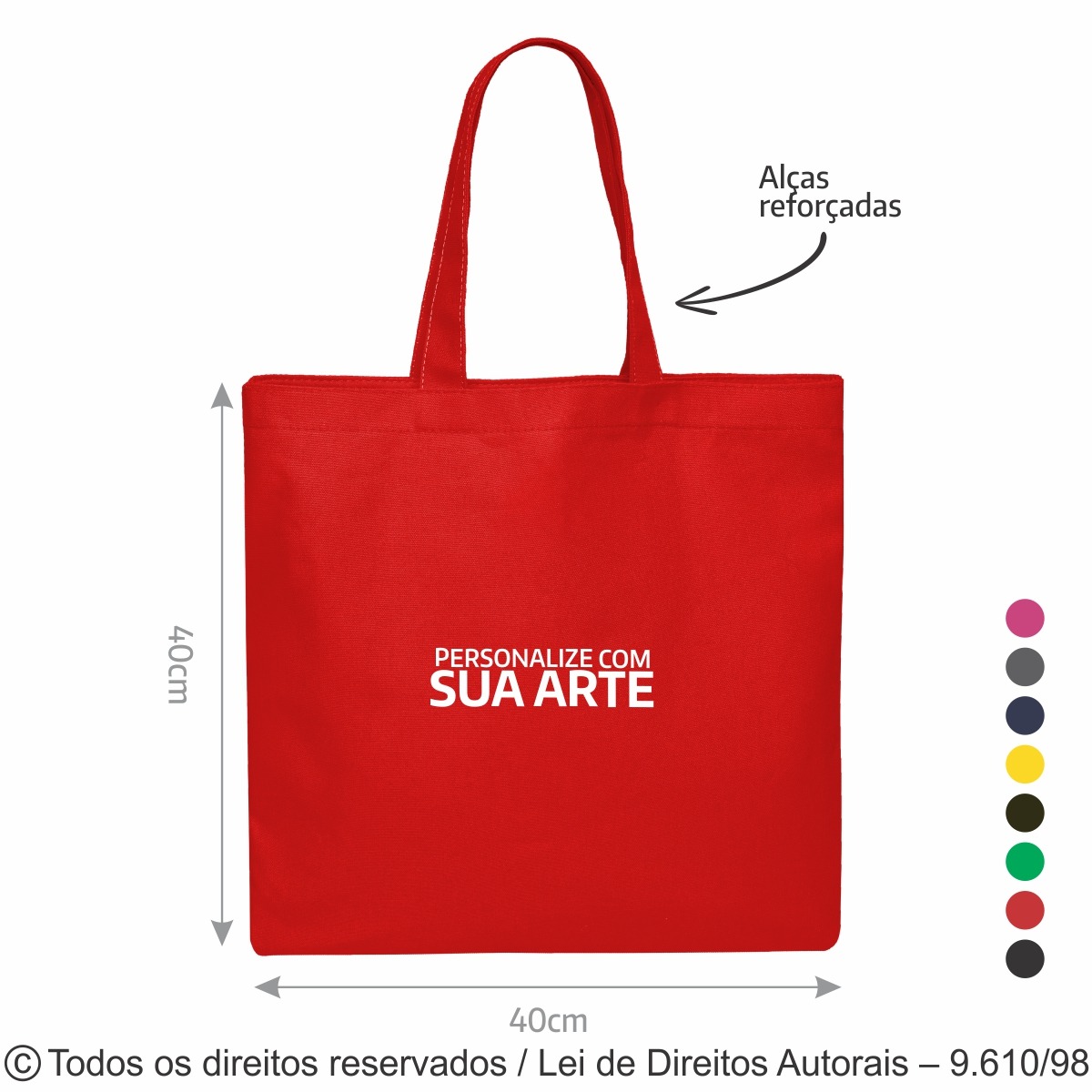 5LC SACOLA DE LONA COLORIDA 40X40CM VERMELHO