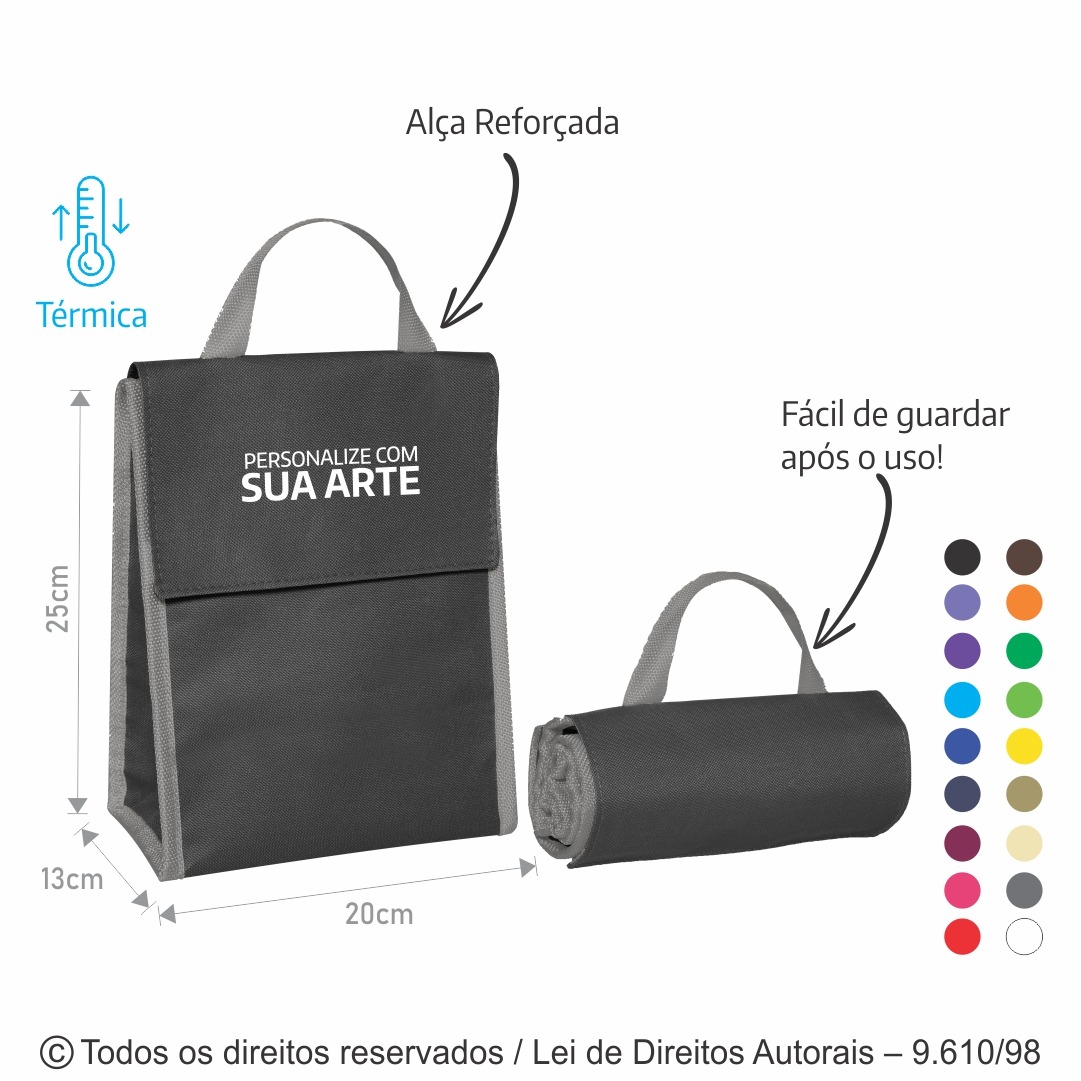 151NPL BOLSA TERMICA 4,5 LITROS EM NYLON 600G 20X25X13CM CINZA ESCURO COM CINZA CLARO