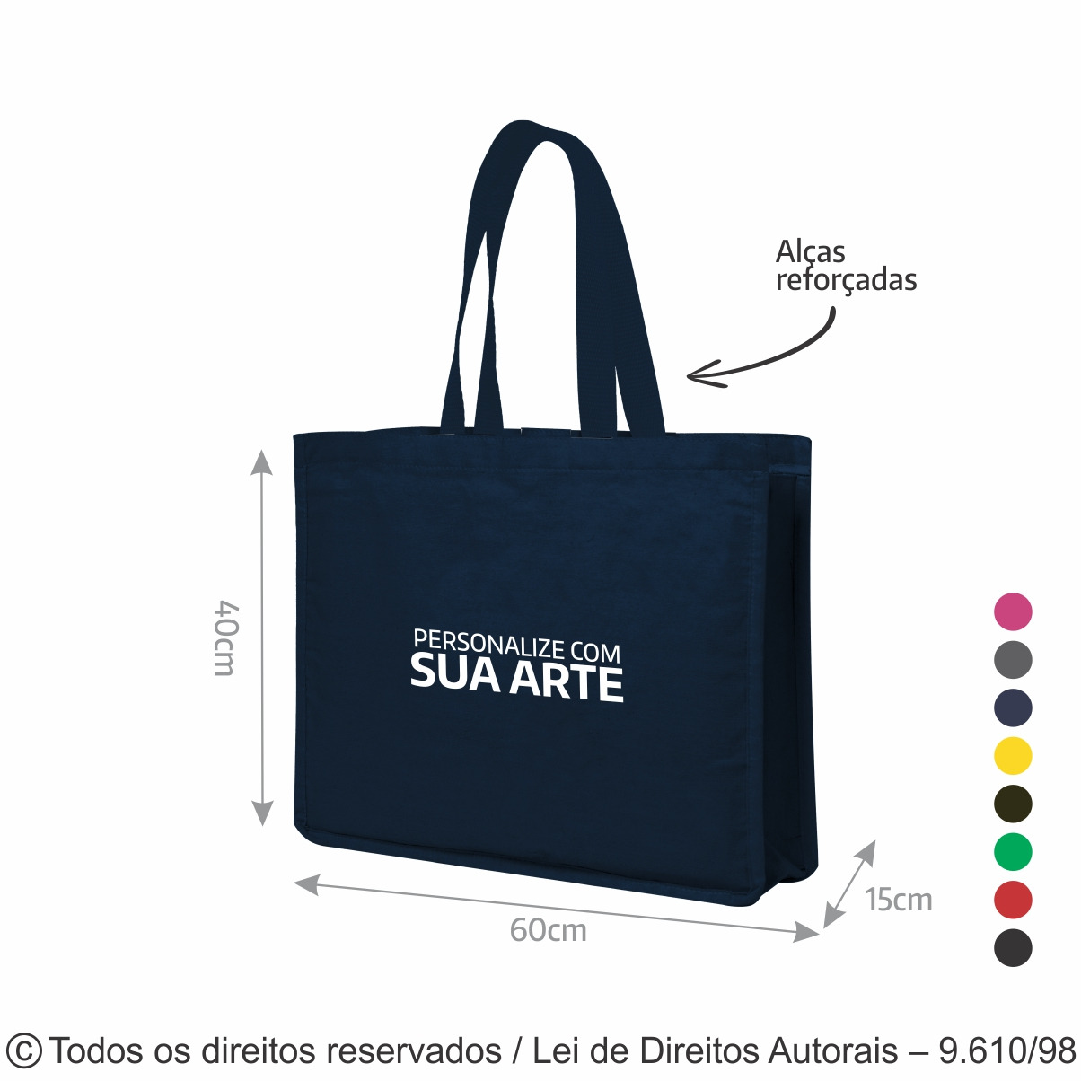 SM513 SACOLA DE LONA COLORIDA 60X40X15CM AZUL MARINHO