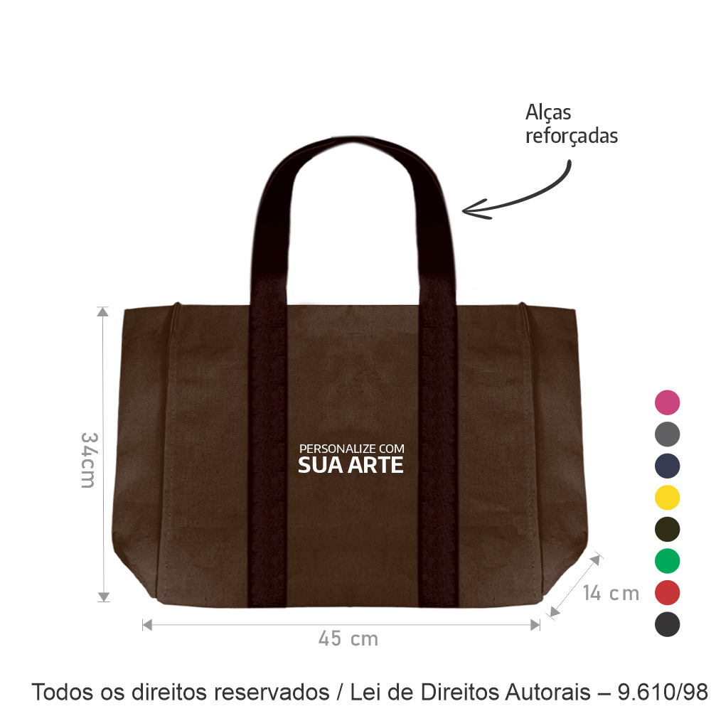 332LP SACOLA DE LONA PESADA COLORIDA 45X34X14CM MARROM