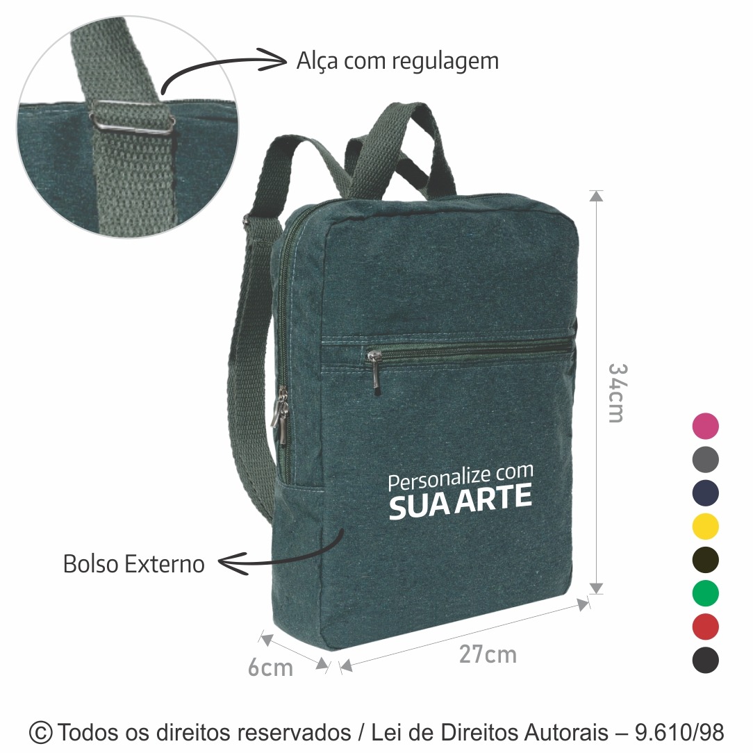 M09LC MOCHILA DE LONA COLORIDA 240G 27X35X7CM VERDE MUSGO