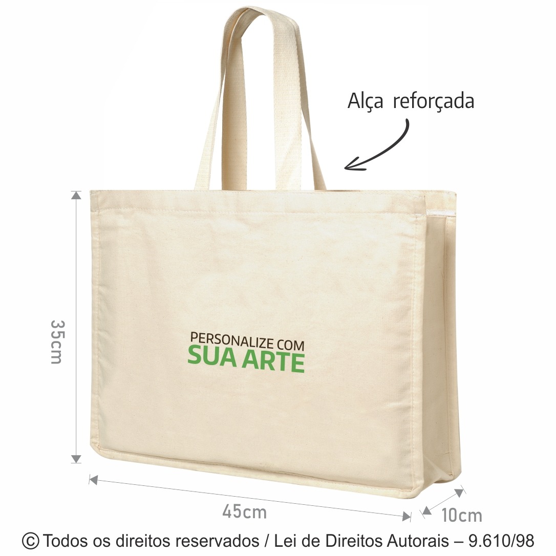 9L SACOLA DE LONA 240G 45X34X10CM NATURAL