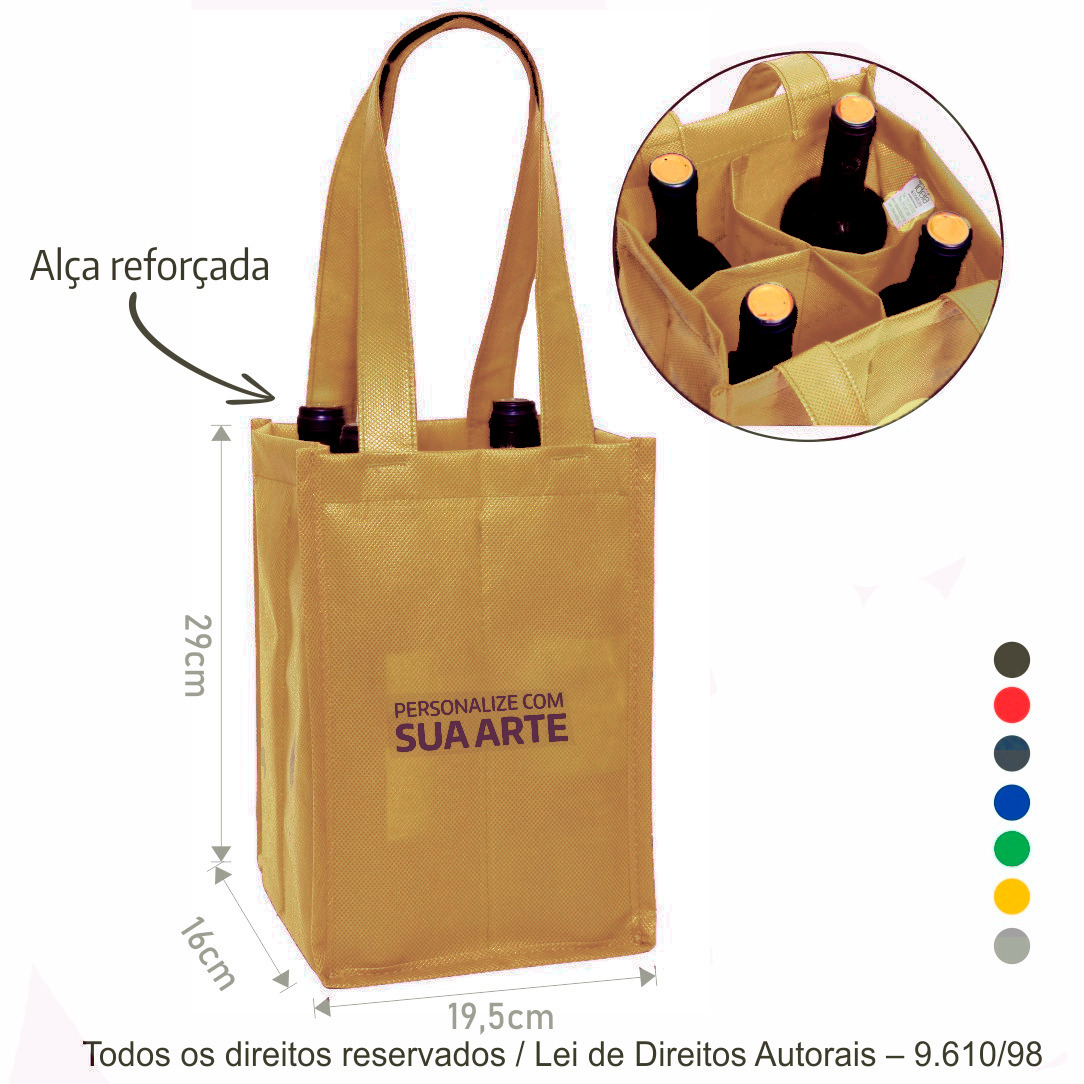 440T PORTA VINHO 4 GARRAFAS TNT 80G 19,5X29X16CM BEGE