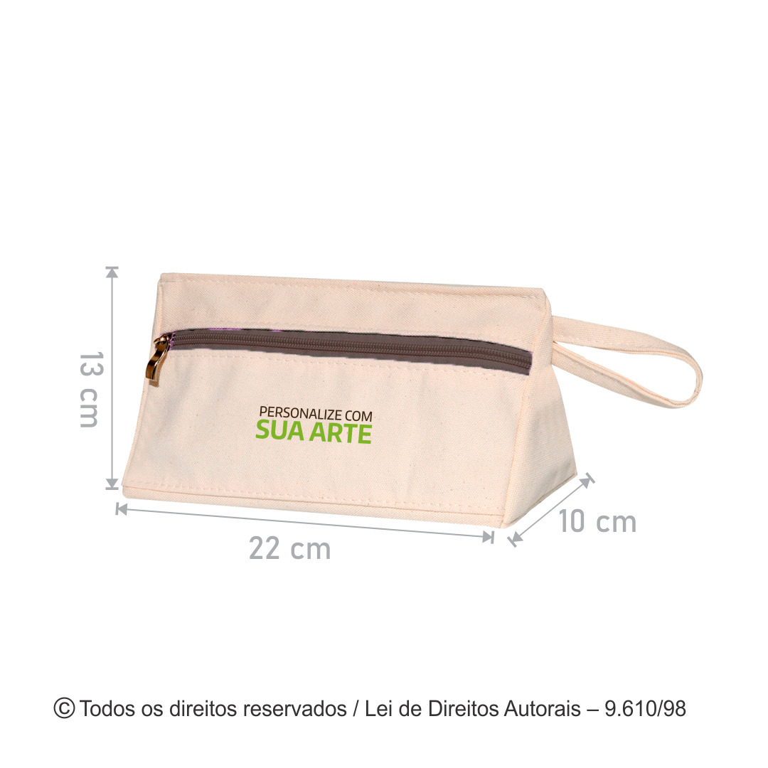 N105LP NECESSAIRE DE LONA 410G 22X13X10CM NATURAL COM MARROM