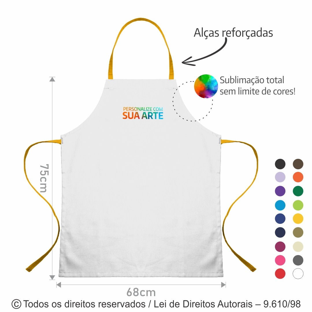 AV1 AVENTAL GRANDE DE OXFORD 68X75CM BRANCO COM AMARELO