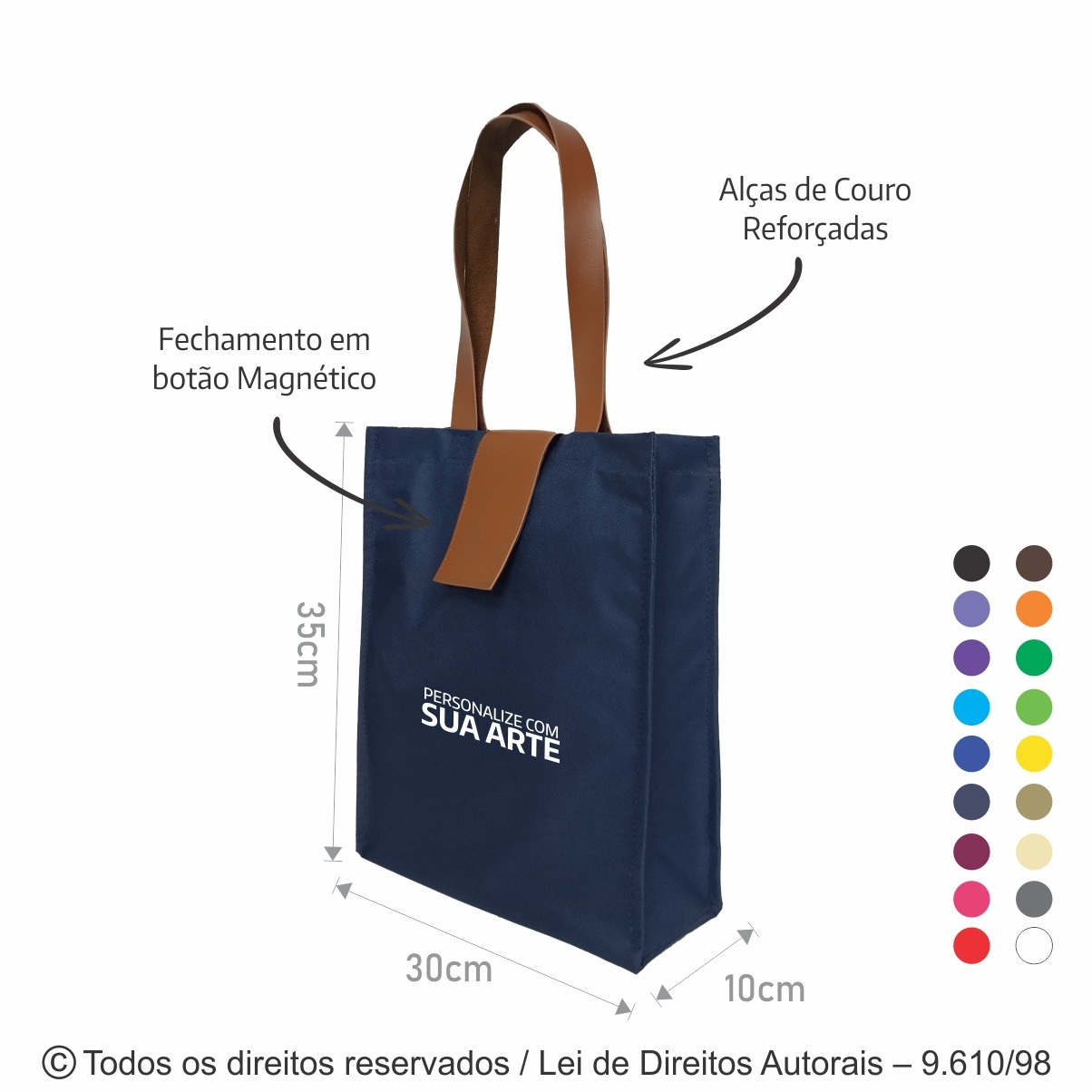 270N SACOLA DE NYLON 600G 30X35X10CM AZUL MARINHO COM CARAMELO