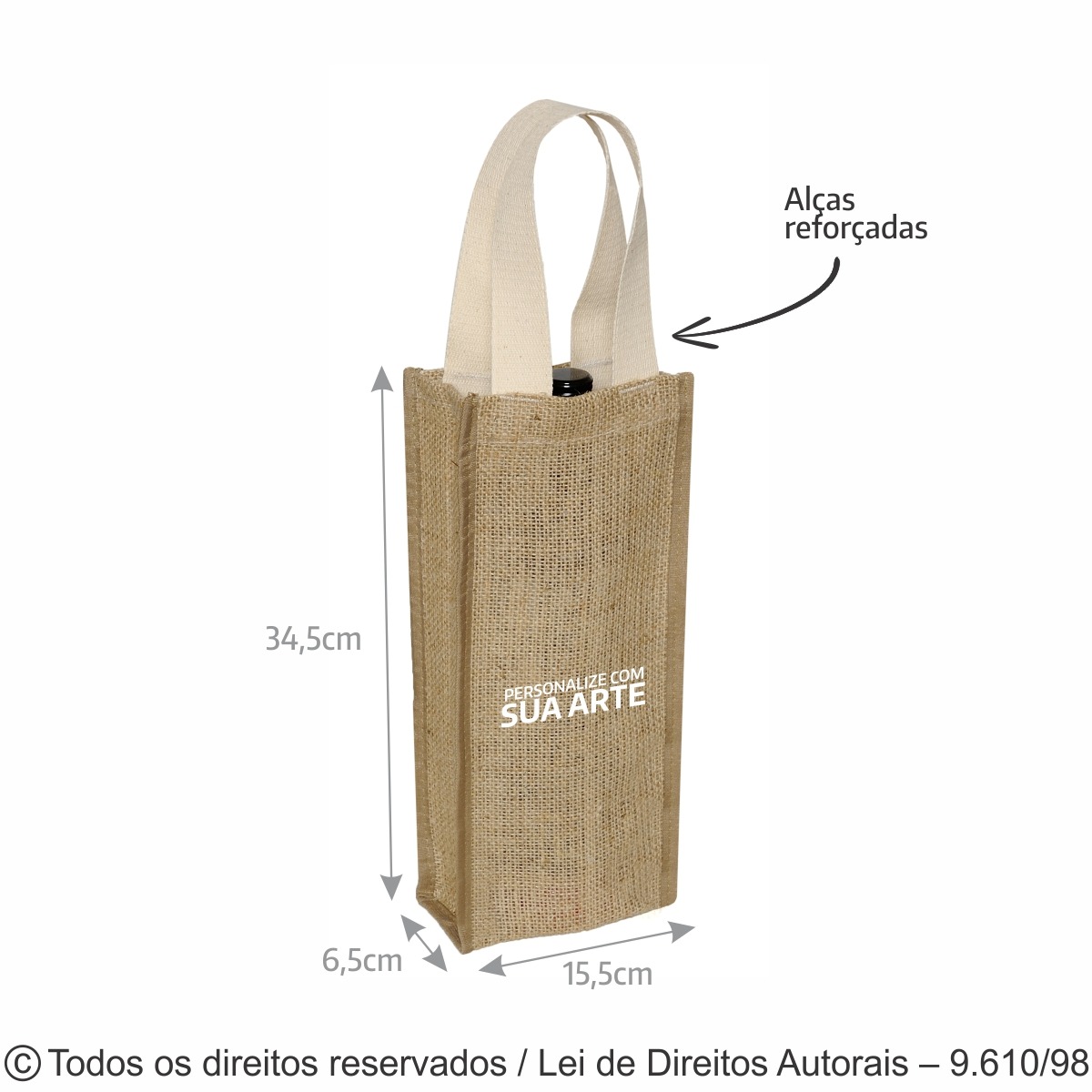 409J PORTA VINHO DE JUTA 15,5X34,5X6,5CM NATURAL