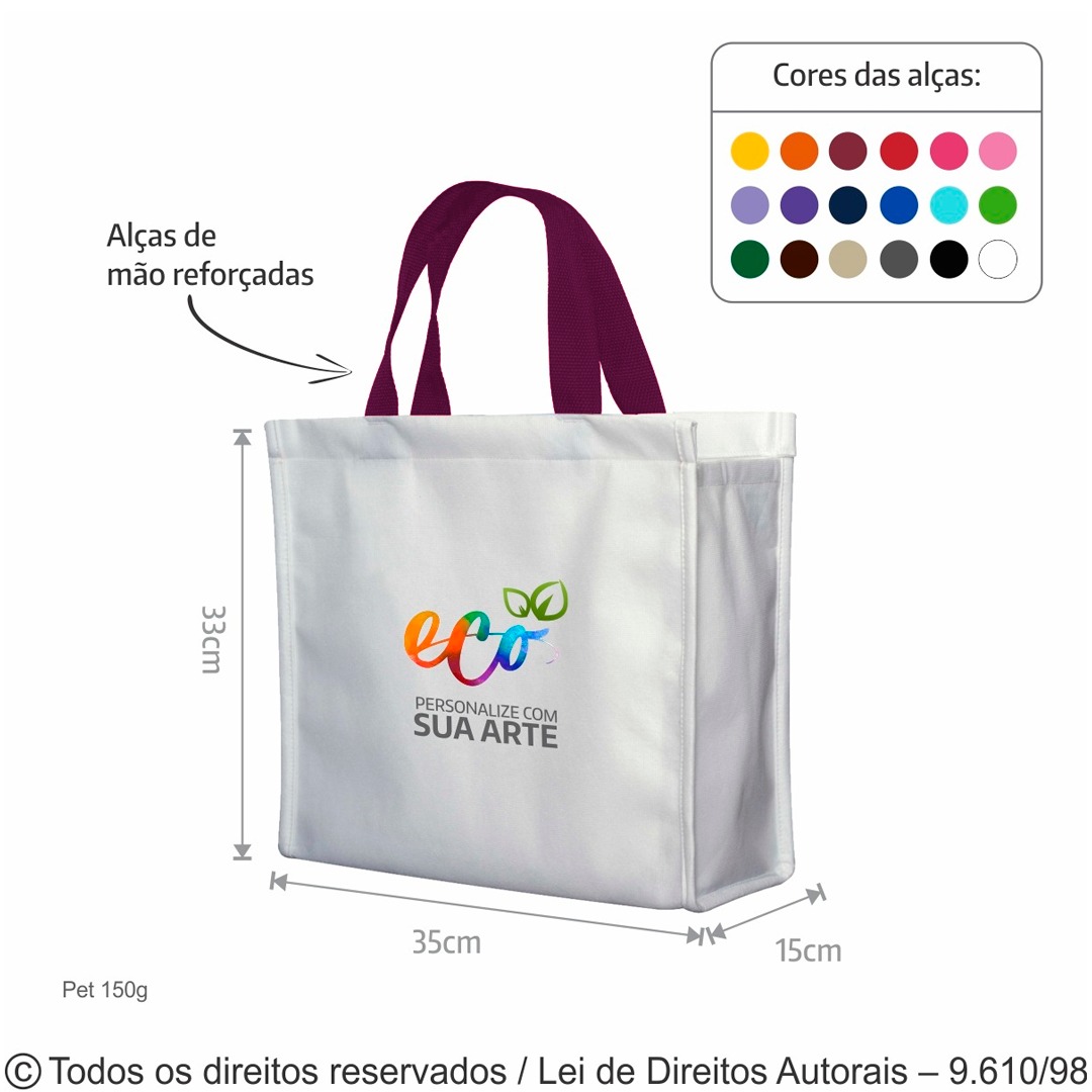 3PFC SACOLA DE PET 150G  35X33X15CM BRANCO COM VINHO