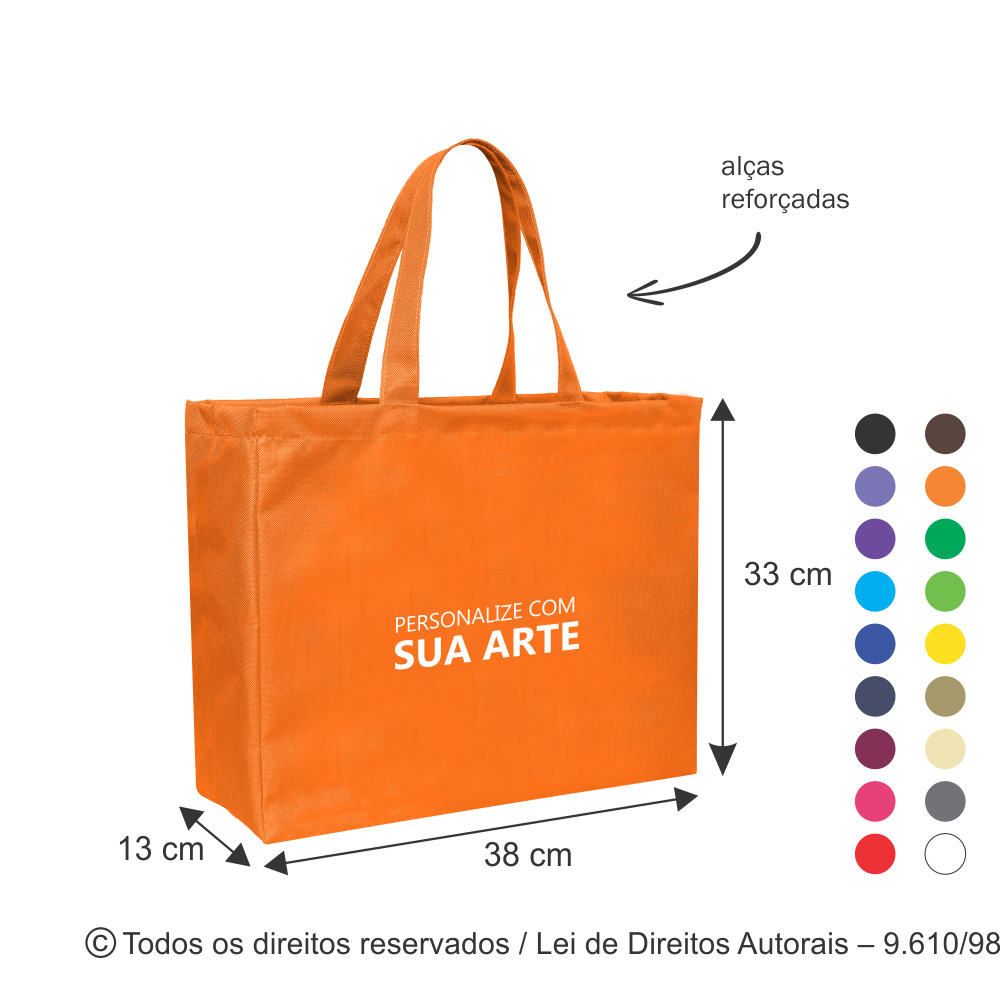 SM543 SACOLA DE NYLON 600G 38X33X13CM LARANJA