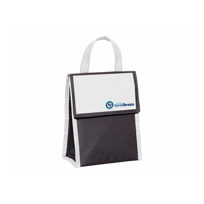 151NPL BOLSA TERMICA 4,5 LITROS EM NYLON 600G 20X25X13CM CINZA ESCURO COM BRANCO
