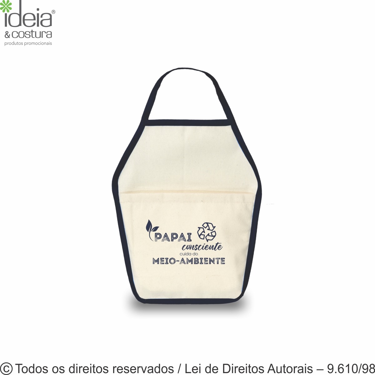 707L LIXOCAR DE LONA 240G 23,5X28CM NATURAL COM AZUL MARINHO