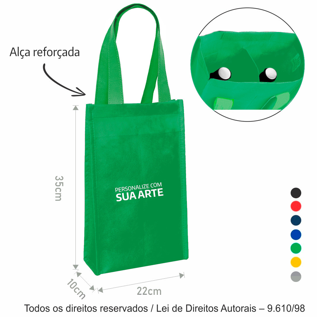 422T PORTA VINHO 2 GARRAFAS TNT 80G 22X35X10CM VERDE BANDEIRA