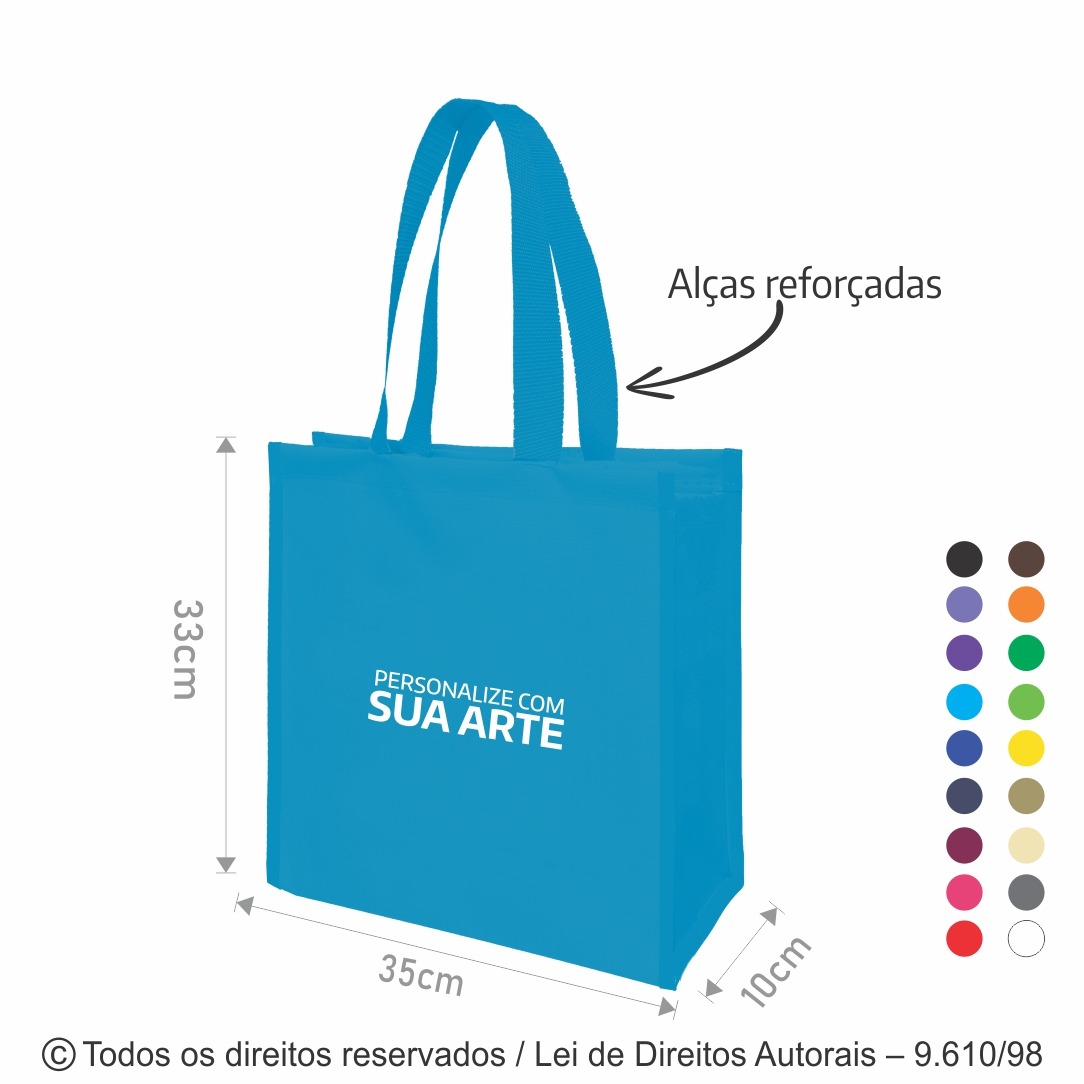 140NFC SACOLA DE NYLON 600G 33X35X10CM AZUL TURQUESA