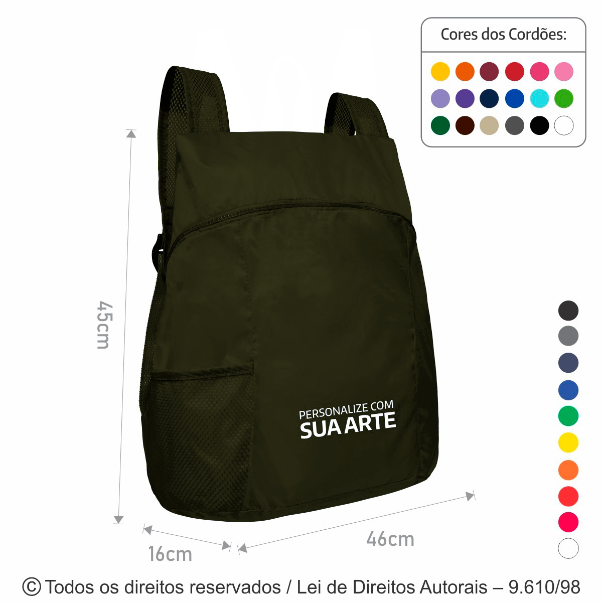 M17 MOCHILA DE NYLON 70 RESINADO 45X42x16CM VERDE MUSGO