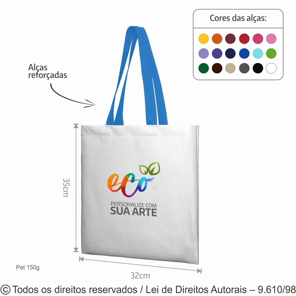 14PFC SACOLA DE PET 150G 32X35CM BRANCO COM AZUL ROYAL 07