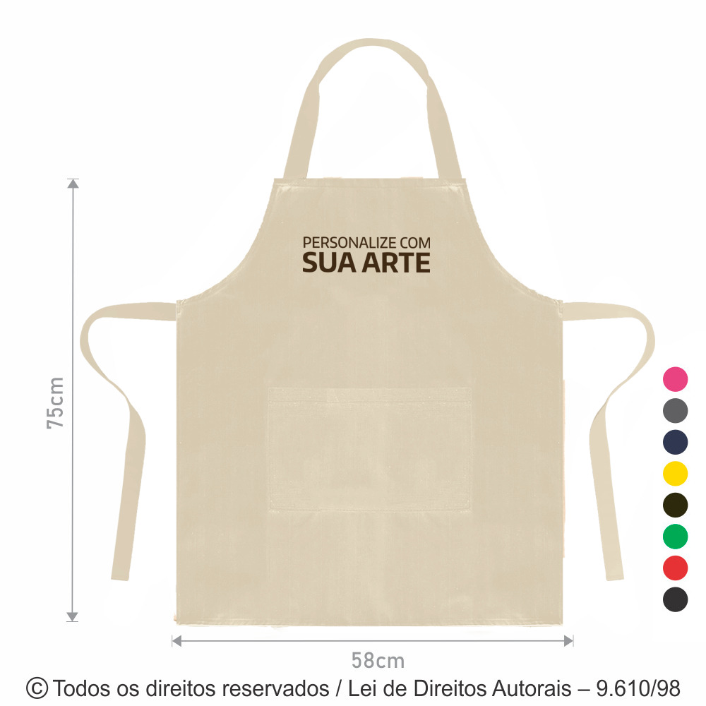 AV3L AVENTAL C/ BOLSO LONA COLORIDA 240G  58X75CM AREIA