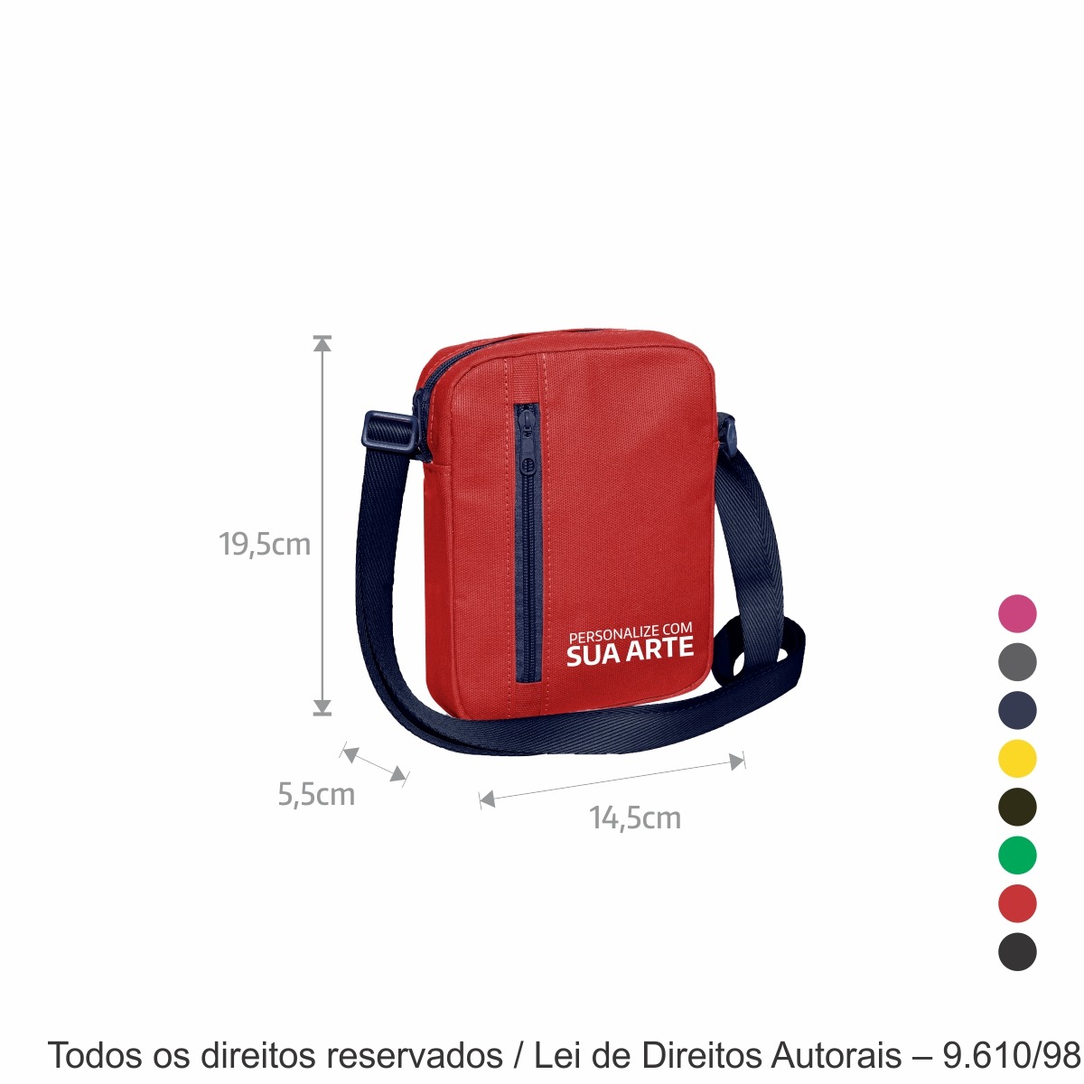 269LC SHOULDER BAG DE LONA COLORIDA 14,5X19,5X5,5CM VERMELHO COM AZUL MARINHO