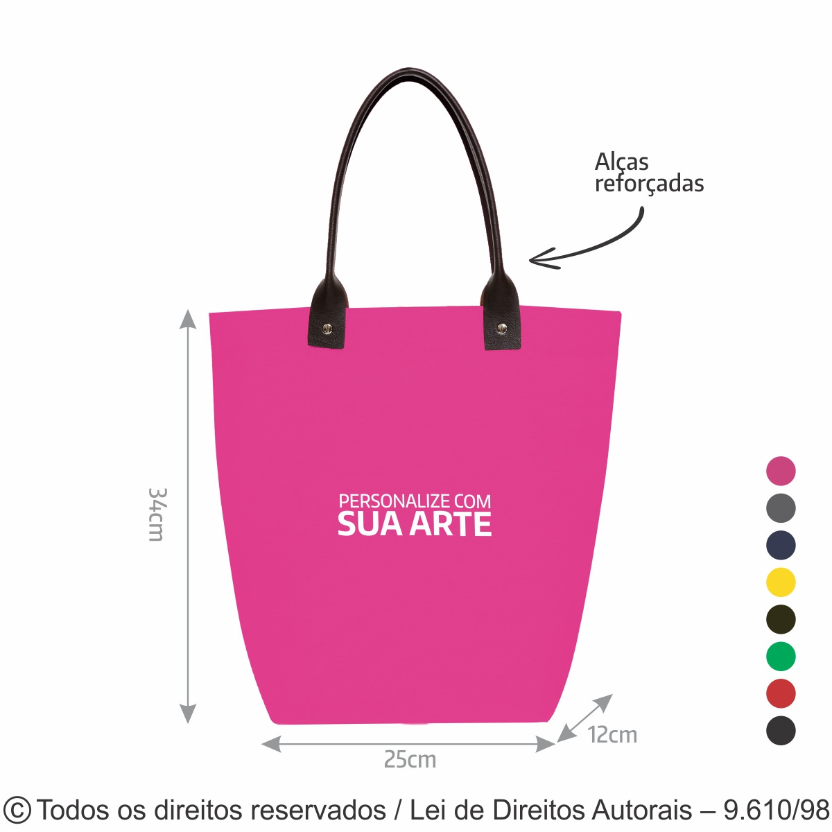188LCB SACOLA DE LONA COLORIDA ALCA DE CORINO 35X34X12CM PINK