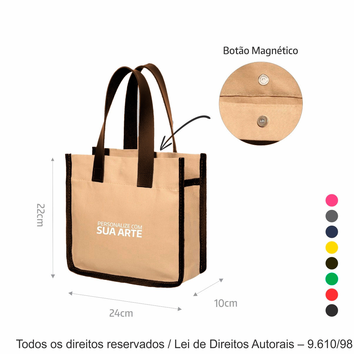 32LC MINE ECOBAG DE LONA COLORIDA 24X22X10CM AREIA COM MARROM