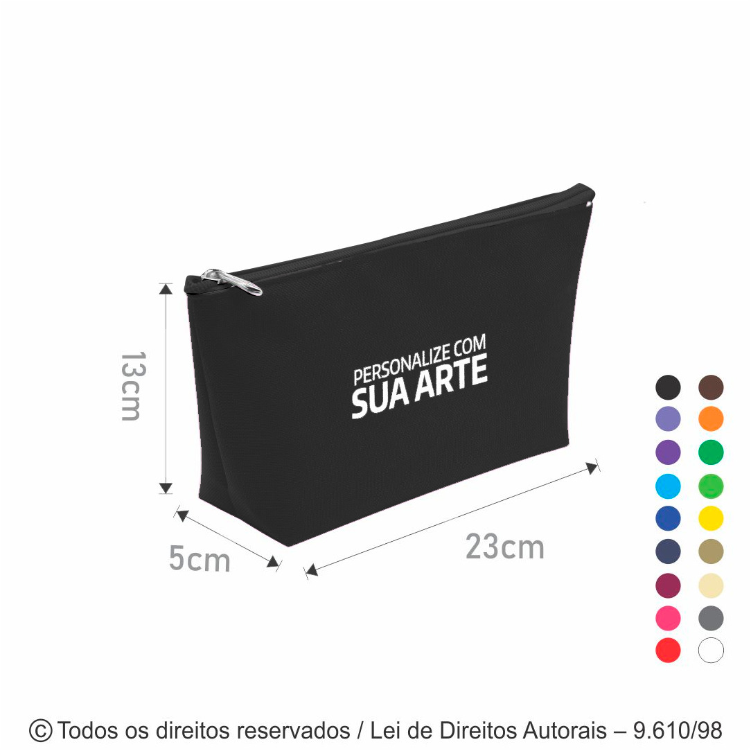 SM524 NECESSAIRE DE LONA COLORIDA COM FORRO 23X13X5CM PRETA