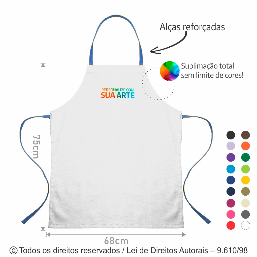AV1 AVENTAL GRANDE DE OXFORD 68X75CM BRANCO COM AZUL ROYAL
