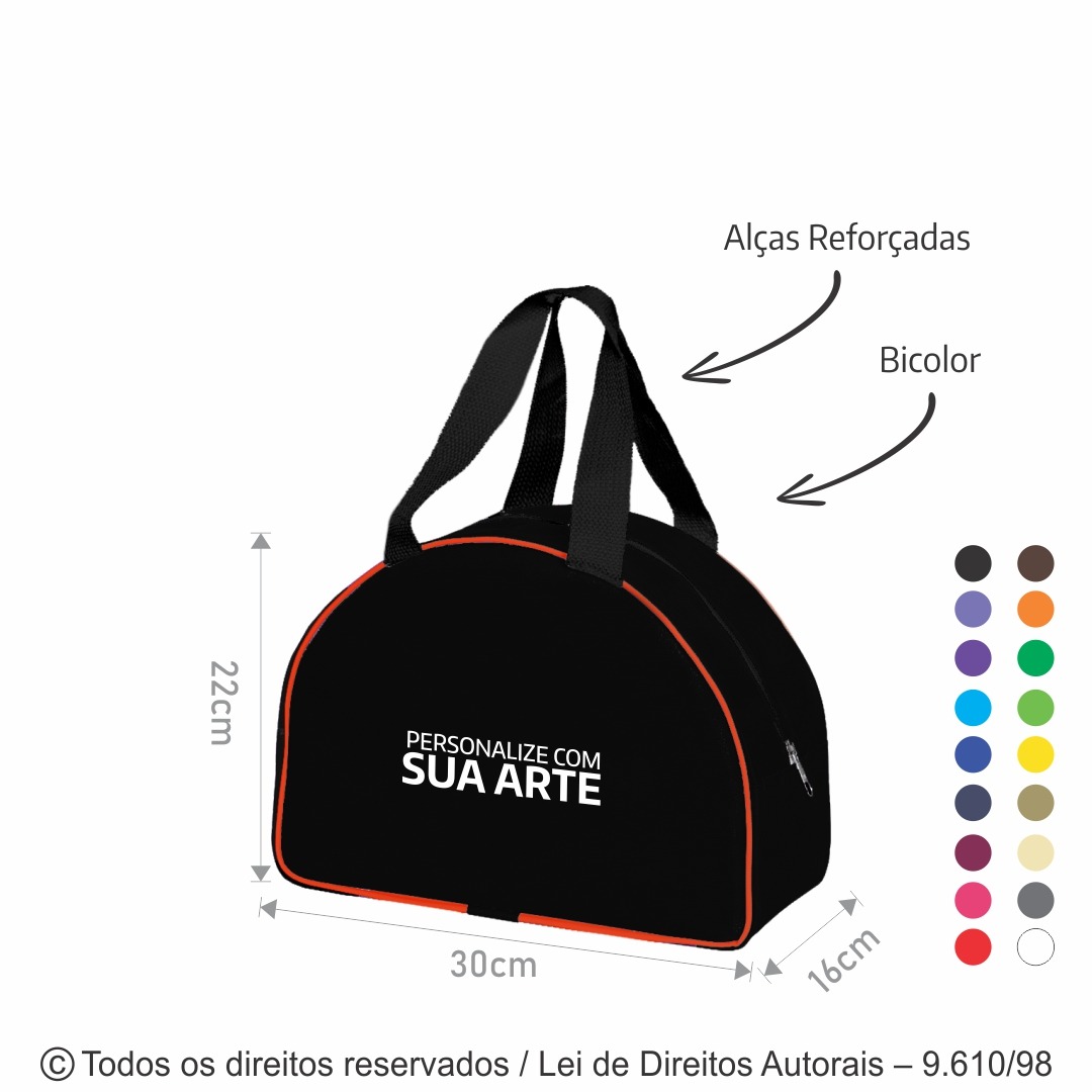 96N BOLSA PRATIC  NYLON 600G 30X22X16CM PRETO COM LARANJA