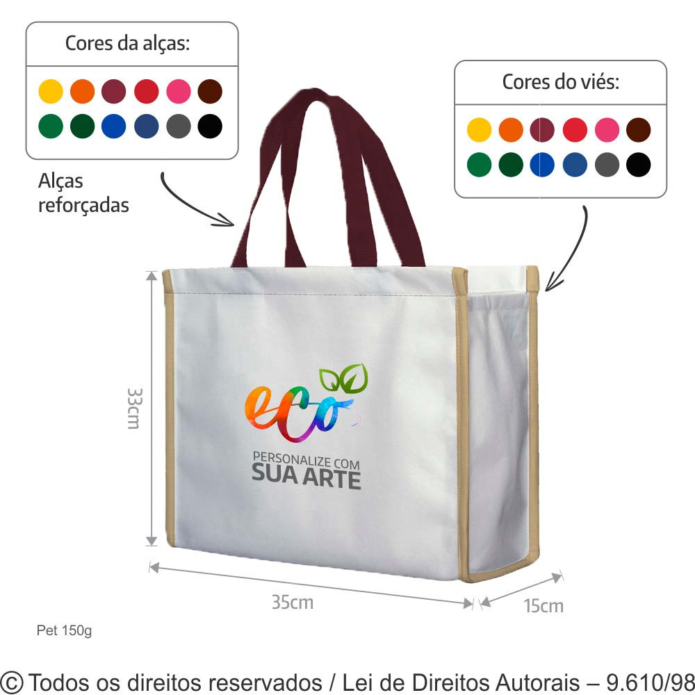 173PFCDC SACOLA DE PET 150G 35X33X15CM BRANCO COM MARROM