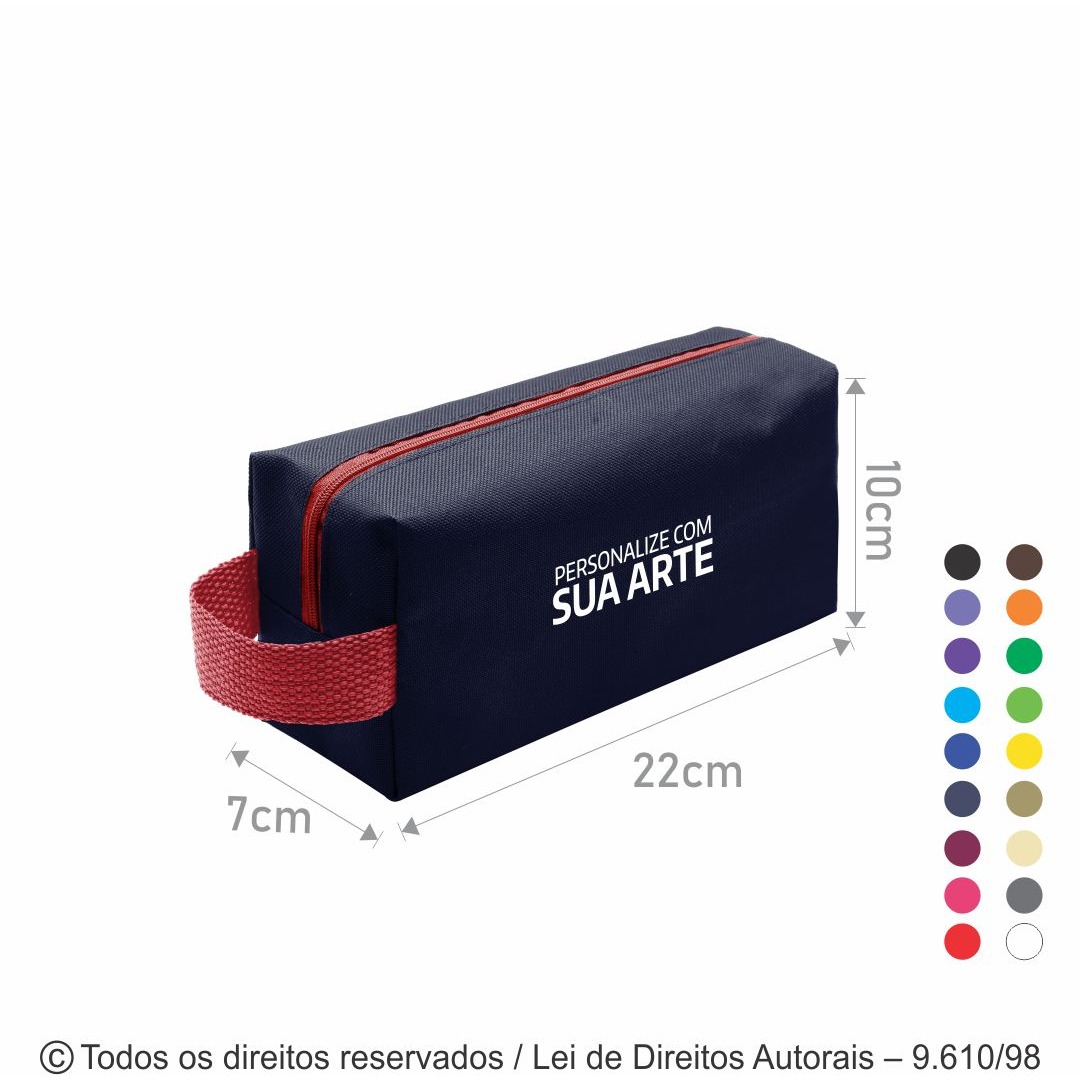 N6 NECESSAIRE DE NYLON 600G 22X10X7CM AZUL MARINHO COM VERMELHO