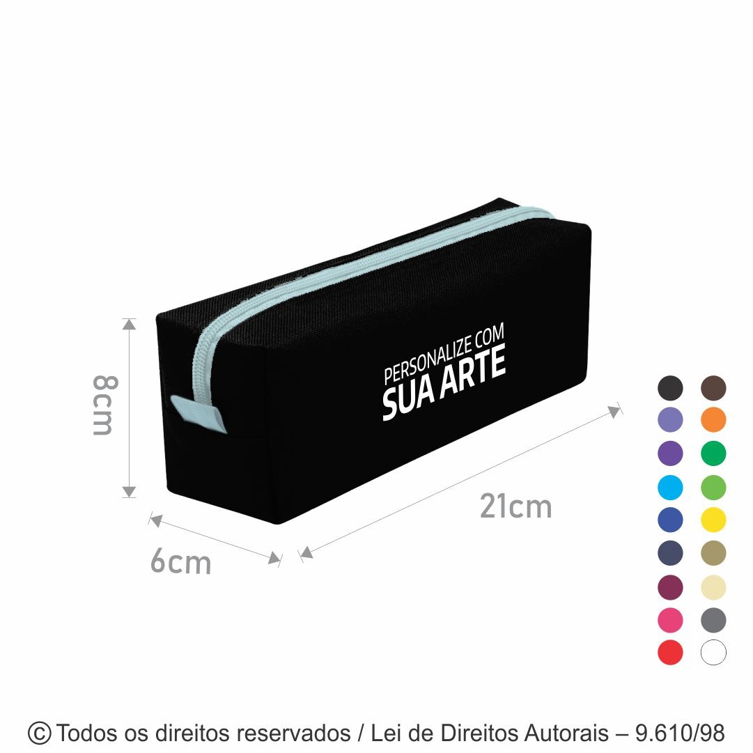 E3 ESTOJO EM NYLON 21X8X6CM PRETO COM AZUL BEBE