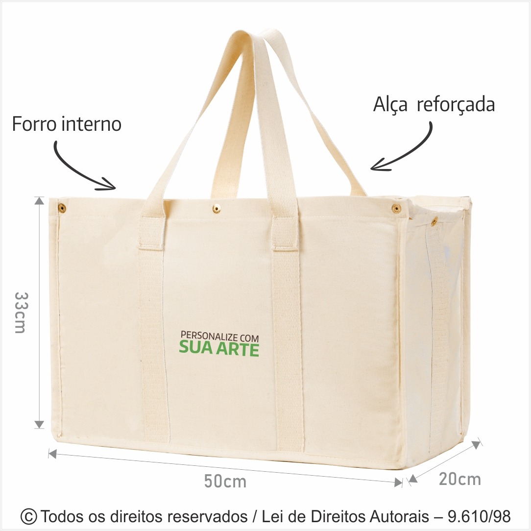 44L SACOLA DE LONA 240G 50X33X20CM NATURAL
