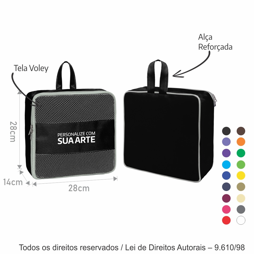 512N ORGANIZADOR DE NYLON 600G 28X28X14CM PRETO COM CINZA CLARO