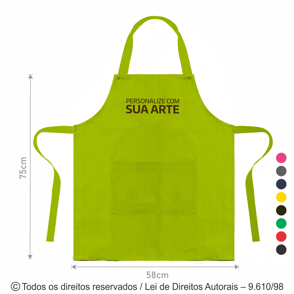 AV3L AVENTAL C/ BOLSO LONA COLORIDA 240G  58X75CM VERDE LIMAO