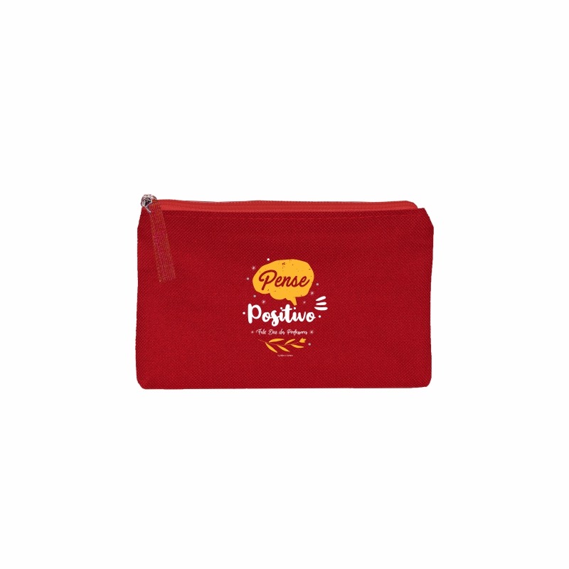 N7PL NECESSAIRE DE POLIESTER 301 25X17CM BRANCO COM VERMELHO