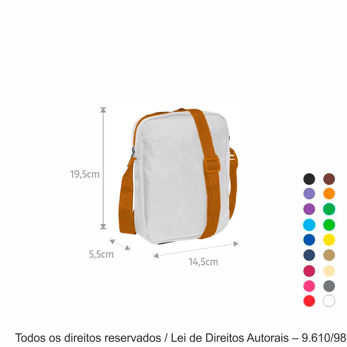 SM510 SHOULDER BAG DE CORDOBA 14X19X5CM BRANCO COM LARANJA