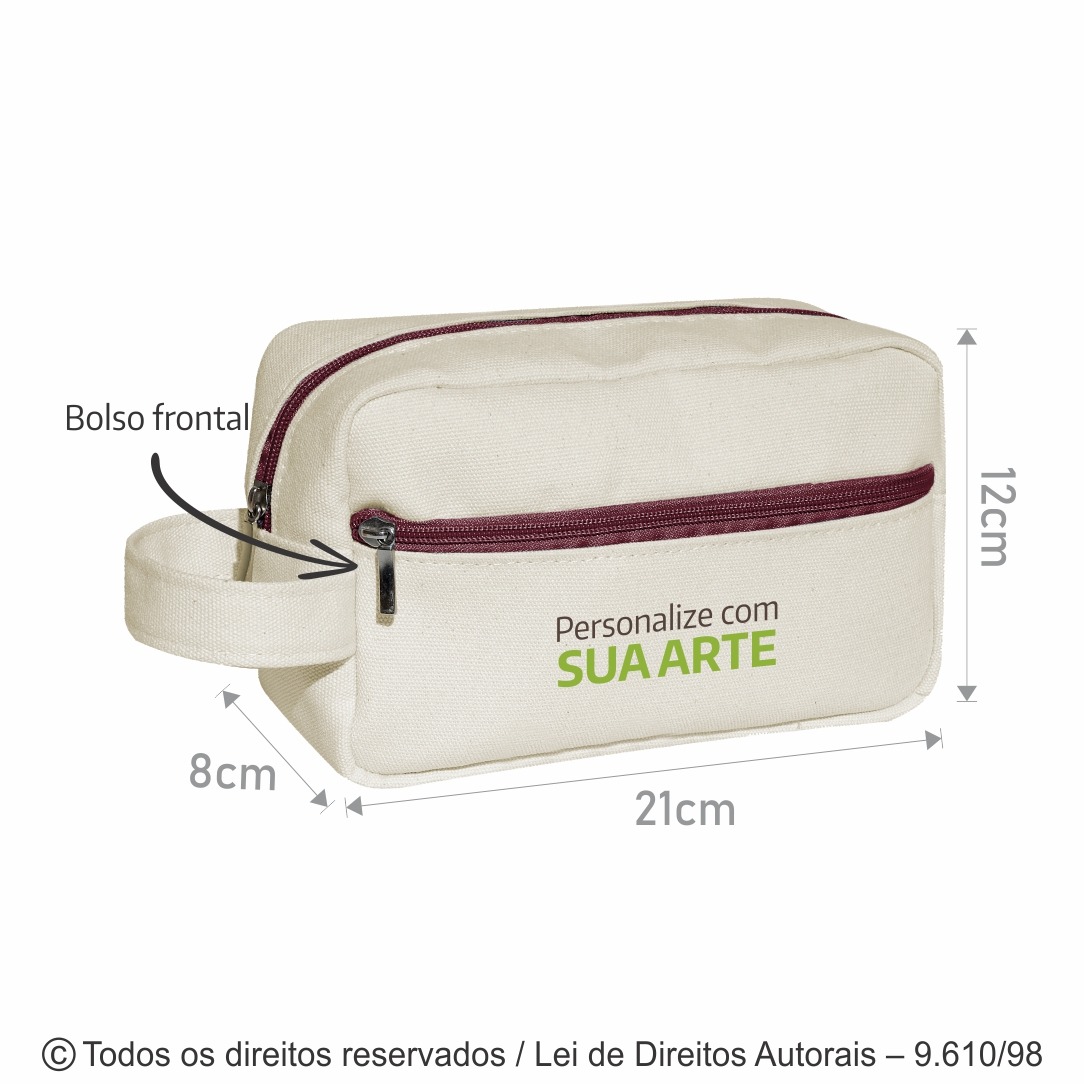 N92LP NECESSAIRE DE LONA 410G 21X12X8CM NATURAL COM VINHO