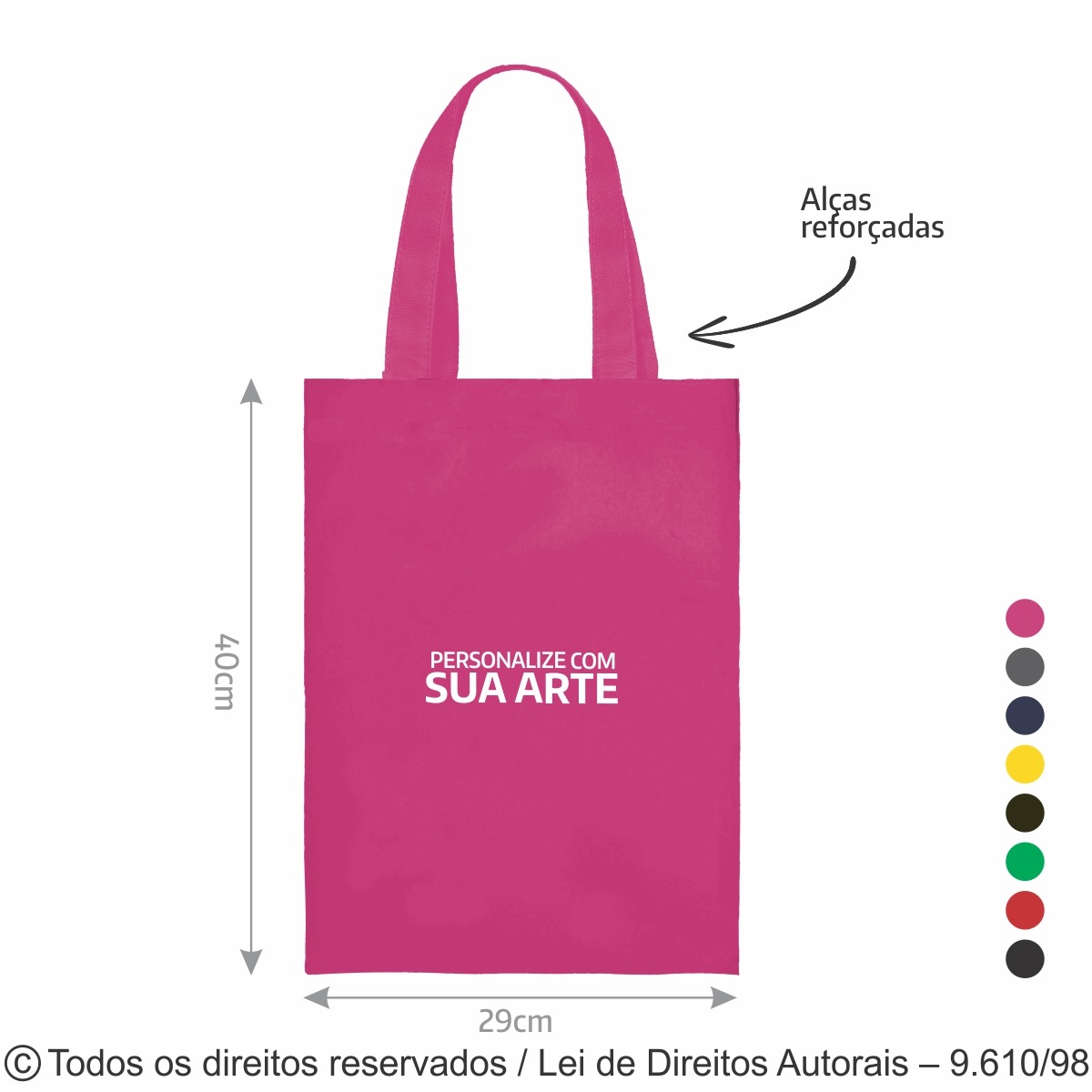 20LC SACOLA DE LONA COLORIDA 29X40CM PINK
