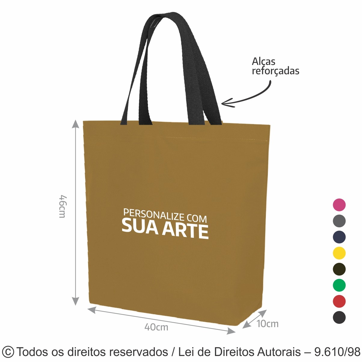 2LCFC SACOLA DE LONA COLORIDA 46X40X10CM BEGE COM PRETO