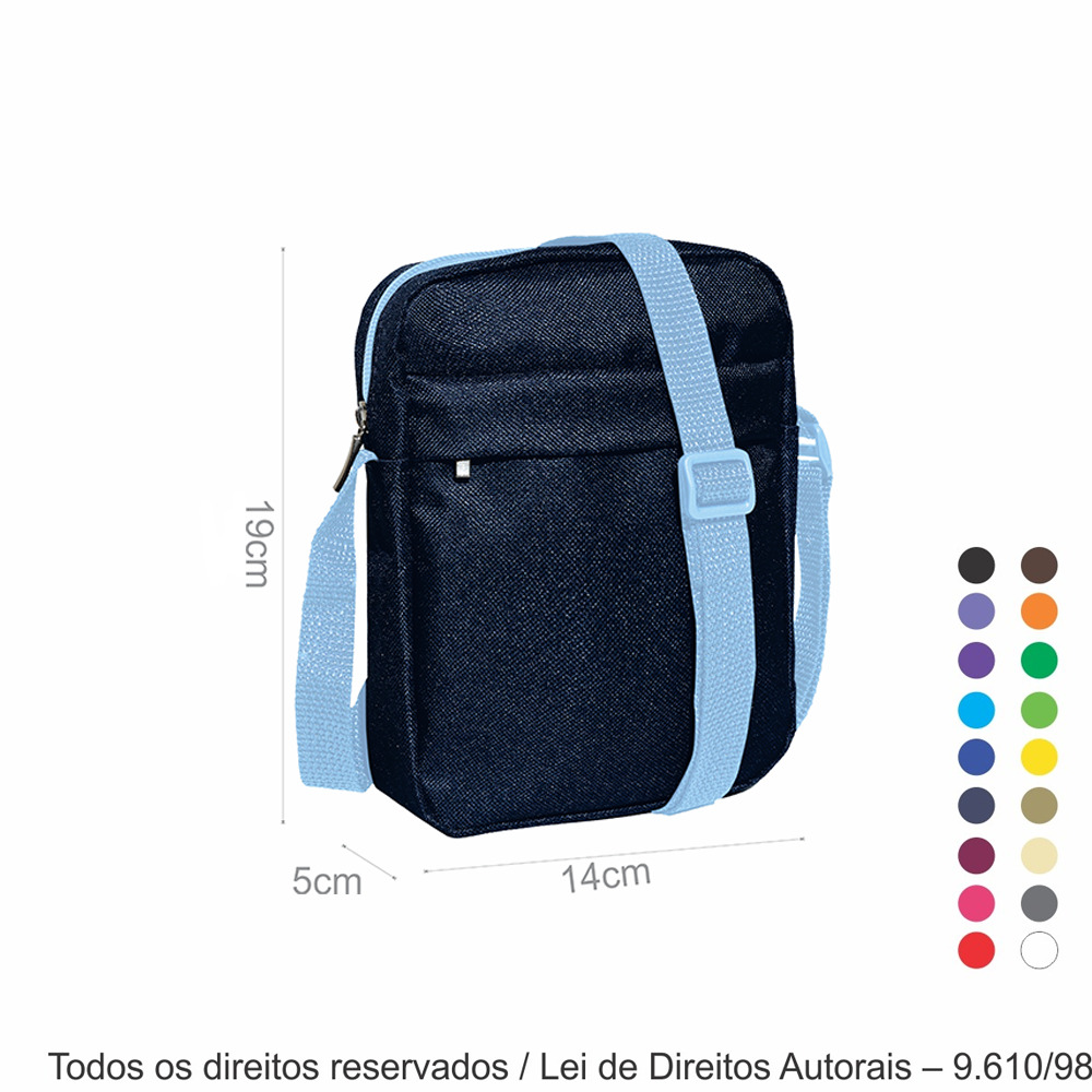 271N SHOULDER BAG DE NYLON 600G 14X19X5CM AZUL MARINHO COM AZUL BEBE