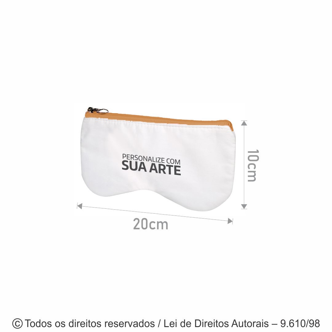 074TR PORTA OCULOS EM TRICOLINE 20X10CM BRANCO COM LARANJA