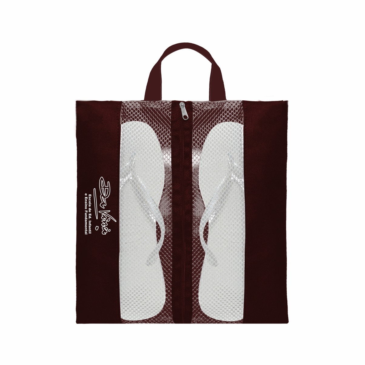 N34M PORTA CHINELOS DE NYLON 600G 30X32CM VINHO COM BRANCO