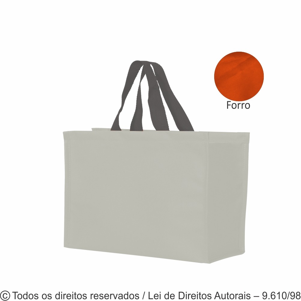 SM436 SACOLA DE NYLON 600G COM FORRO EM NYLON 70 40X32X20CM CINZA CLARO COM CINZA .ESCURO