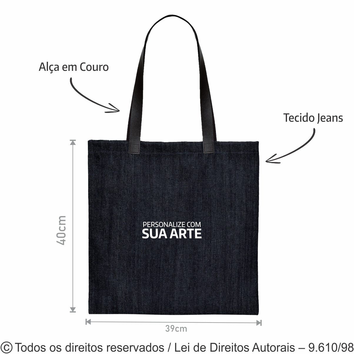 37J SACOLA JEANS 39X40CM JEANS COM MARROM