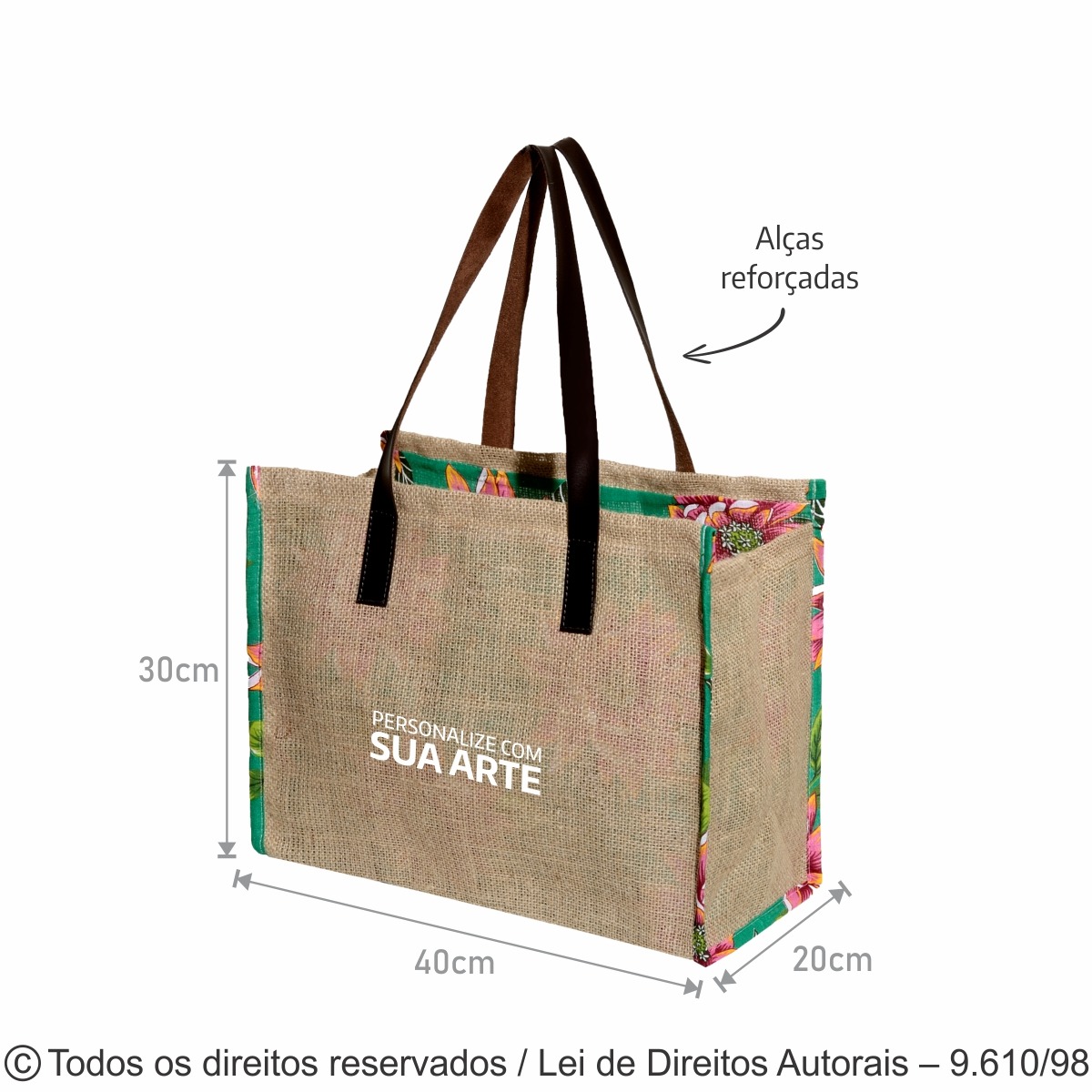 22J BOLSA DE JUTA COM FORRO 40X30X20CM