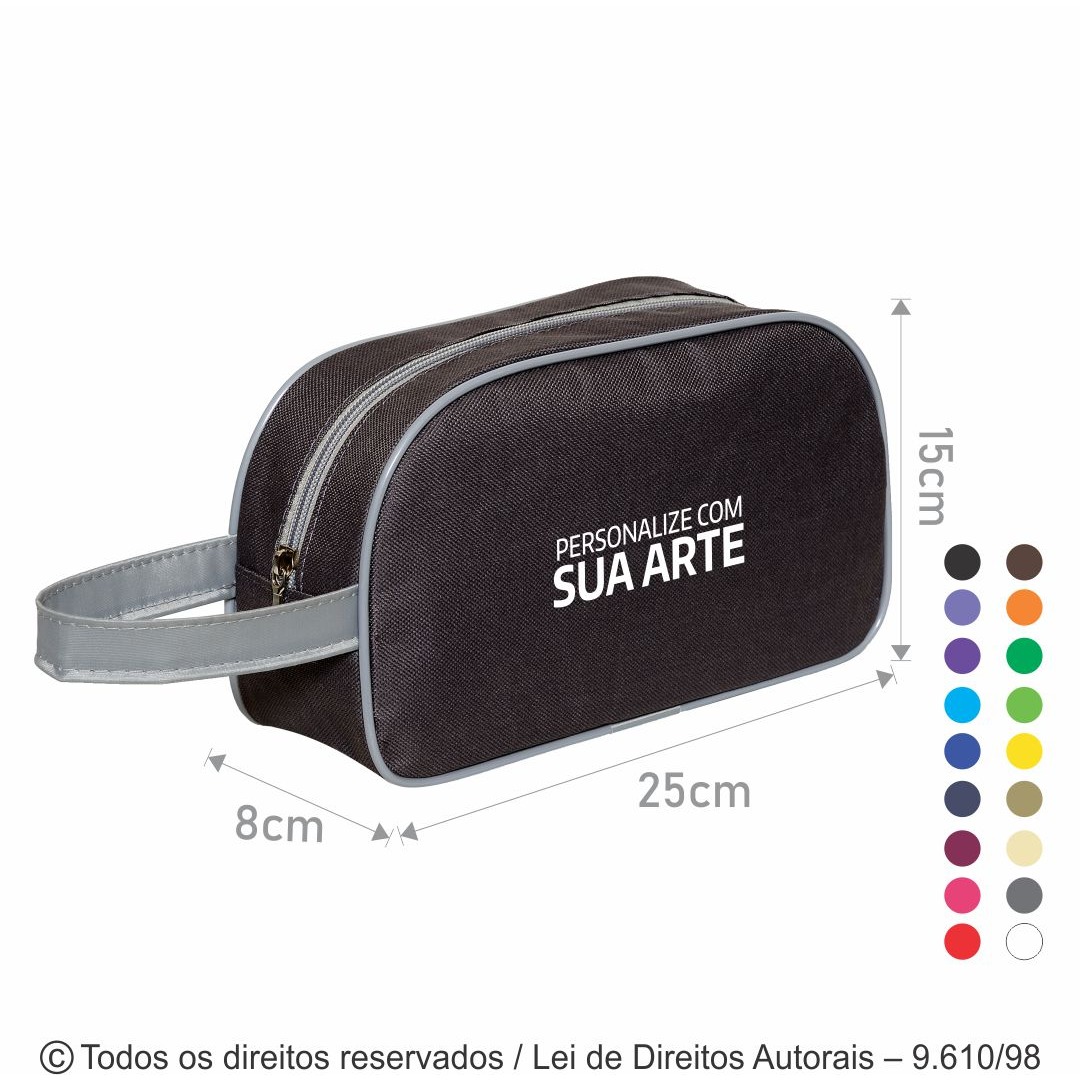 N17NPVC NECESSAIRE DE NYLON 600G 25X15X8CM CINZA ESCURO COM CINZA CLARO