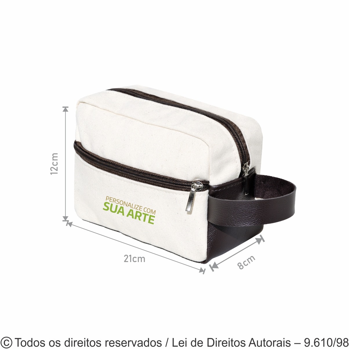 N101 NECESSAIRE DE LONA 410G 21X12X8CM NATURAL COM MARROM