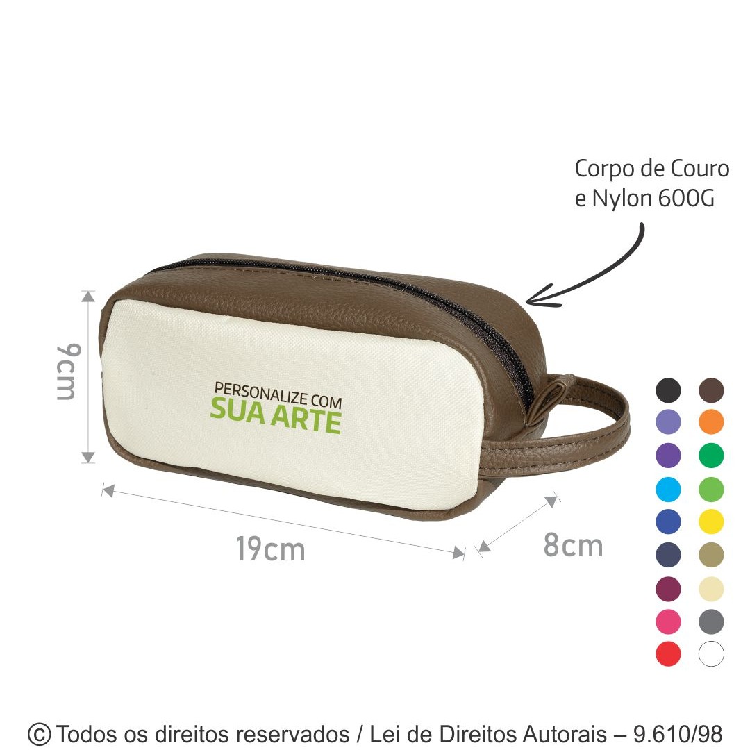 N90 NECESSAIRE DE NYLON 600G E CORINO 19X9X8CM CREME COM MARROM