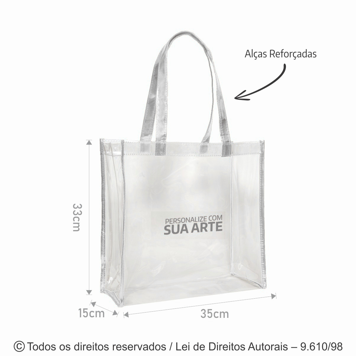 304PVC SACOLA DE PVC 020 35X33X15CM CRISTAL COM BRANCO