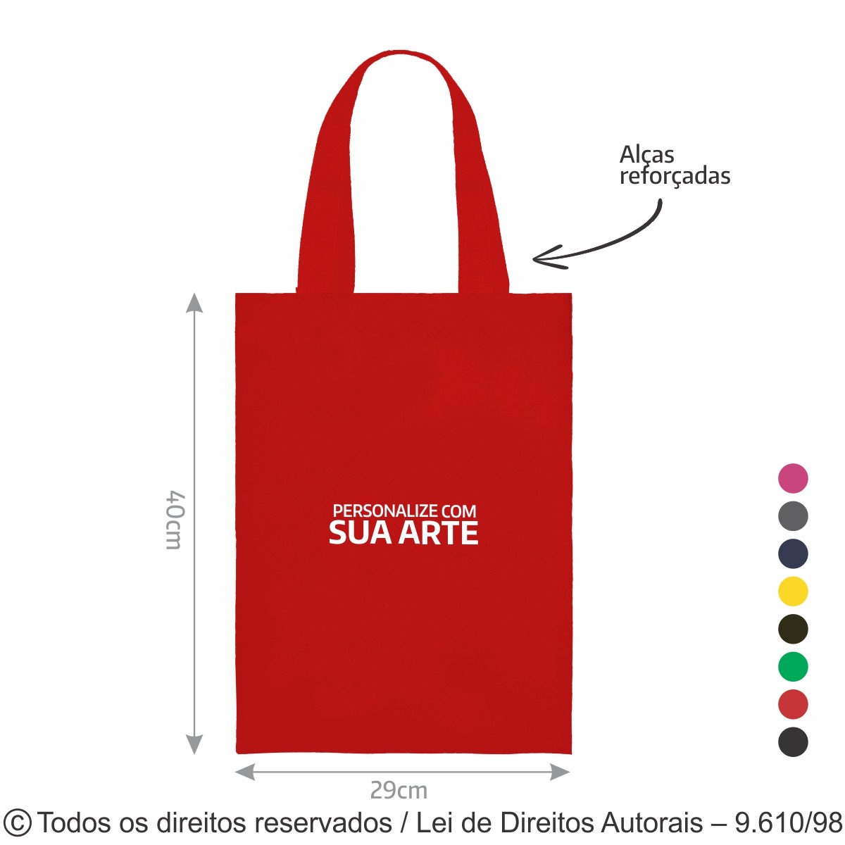 20LC SACOLA DE LONA COLORIDA 29X40CM VERMELHO